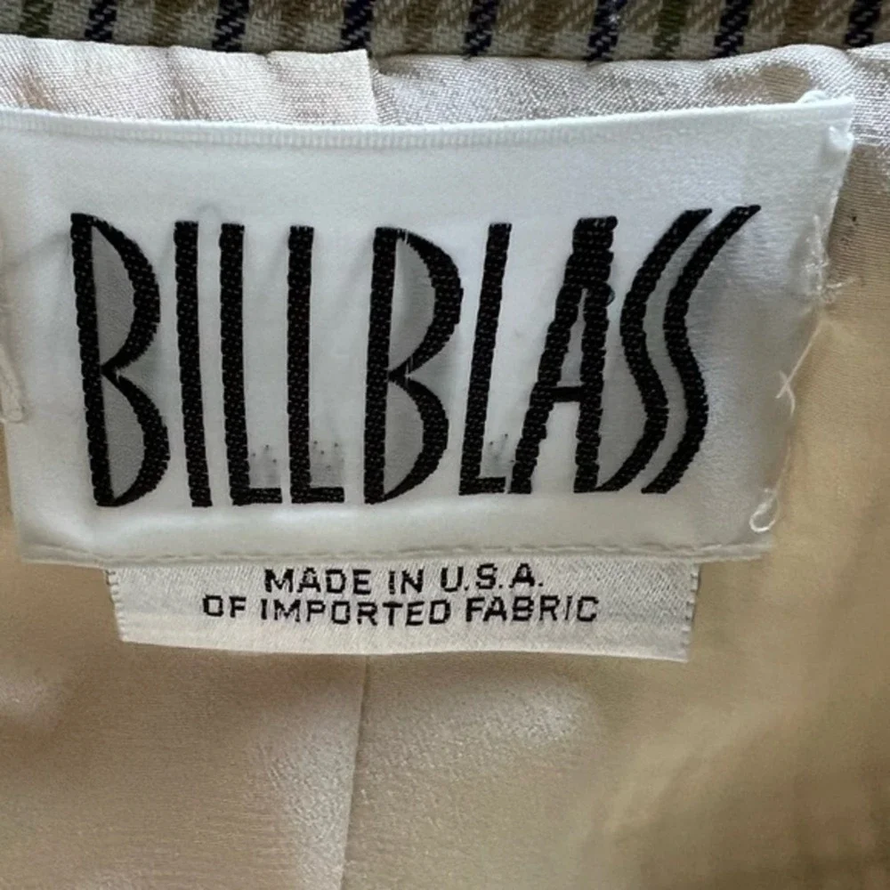 Vintage Bill Blass USA Tattersall Plaid Suit Double Breasted Box Pleat Skirt 14